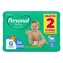 Fraldas Descartáveis PERSONAL Baby Protect & Sec G com 34 unidades Grátis 2 Fraldas