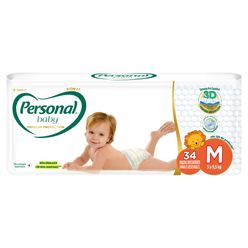 Fraldas Descartáveis PERSONAL Baby Premium Protection M com 34 unidades
