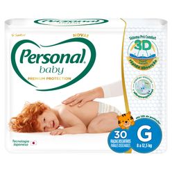 Fraldas Descartáveis PERSONAL Baby Premium Protection G com 30 unidades