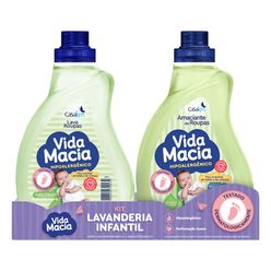 Kit VIDA MACIA Lavanderia Infantil Glicerina & Erva Doce Lava Roupa 1l + Amaciante 1l