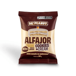 Alfajor DR PEANUT Recheio de Pasta de Amendoim com Cookies & Cream com Whey Protein Zero Adição de Açúcares 55g