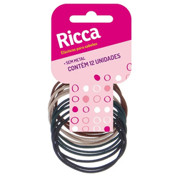 Elástico para Cabelo RICCA Sem Metal 2mm com 12 Unidades