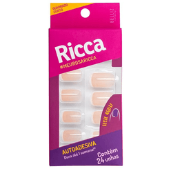 Unha RICCA Autoadesiva Francesinha Rosa 1854 com 24 Unidades