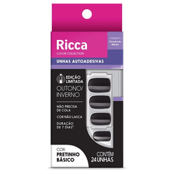 Unhas Autoadesivas RICCA Outono/Inverno Pretinho Básico Com 24 Unidades