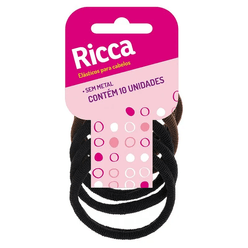 Elásticos de Cabelo RICCA Sem Metal Preto com 10 unidades