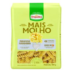 Macarrão ORQUÍDEA Mais Molho Parafuso Furadinho com Ovos de Galinha Livres de Gaiolas 400g