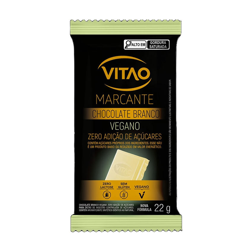 Chocolate Branco VITAO Zero Adição de Açúcares Vegano Zero Lactose 22g