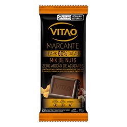Chocolate Dark VITAO Marcante Mix de Nuts 60% Cacau Vegano Zero Lactose e sem Glúten Zero Adição de Açúcares 70g