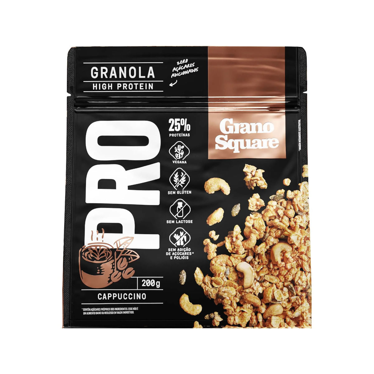 Granola GRANO SQUARE Pro Cappuccino Vegana,Sem Glúten e sem Lactose 200g