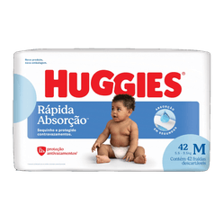 Fralda Descartável HUGGIES Rápida Absorção M com 42 Unidades