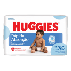 Fralda Descartável HUGGIES Rápida Absorção XG com 32 Unidades