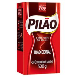 Café Torrado e Moído a Vácuo Tradicional PILÃO Pacote 500g