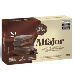 Alfajor SEU DIVINO Recheado com Creme de Chocolate Vegano Sem Glúten, Sem Lactose, Sem Conservantes 80g