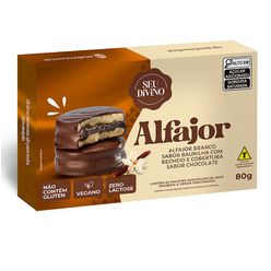 Alfajor SEU DIVINO Branco Recheado com Chocolate Vegano Sem Glúten, Sem Lactose, Sem Soja 80g