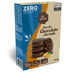 Biscoito SEU DIVINO Premium Chocolate com Laranja Vegano Zero Áçúcar Não contém Glúten 0% Lactose 100g