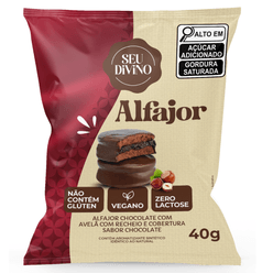 Alfajor SEU DIVINO Vegano Chocolate com Avelã Não contém Glúten e Zero Lactose 40g
