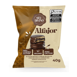 Alfajor SEU DIVINO Vegano Branco com Creme de Chocolate Não contém Glúten e Zero Lactose 40g