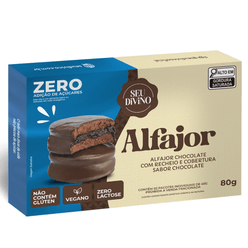 Alfajor SEU DIVINO Coberto com Chocolate Zero Adição de Açúcares ,Lactose e Glúten Vegano 80g