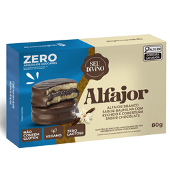 Alfajor SEU DIVINO Baunilha Coberto de Chocolate Zero Açúcares,Lactose,Glúten Vegano 80g