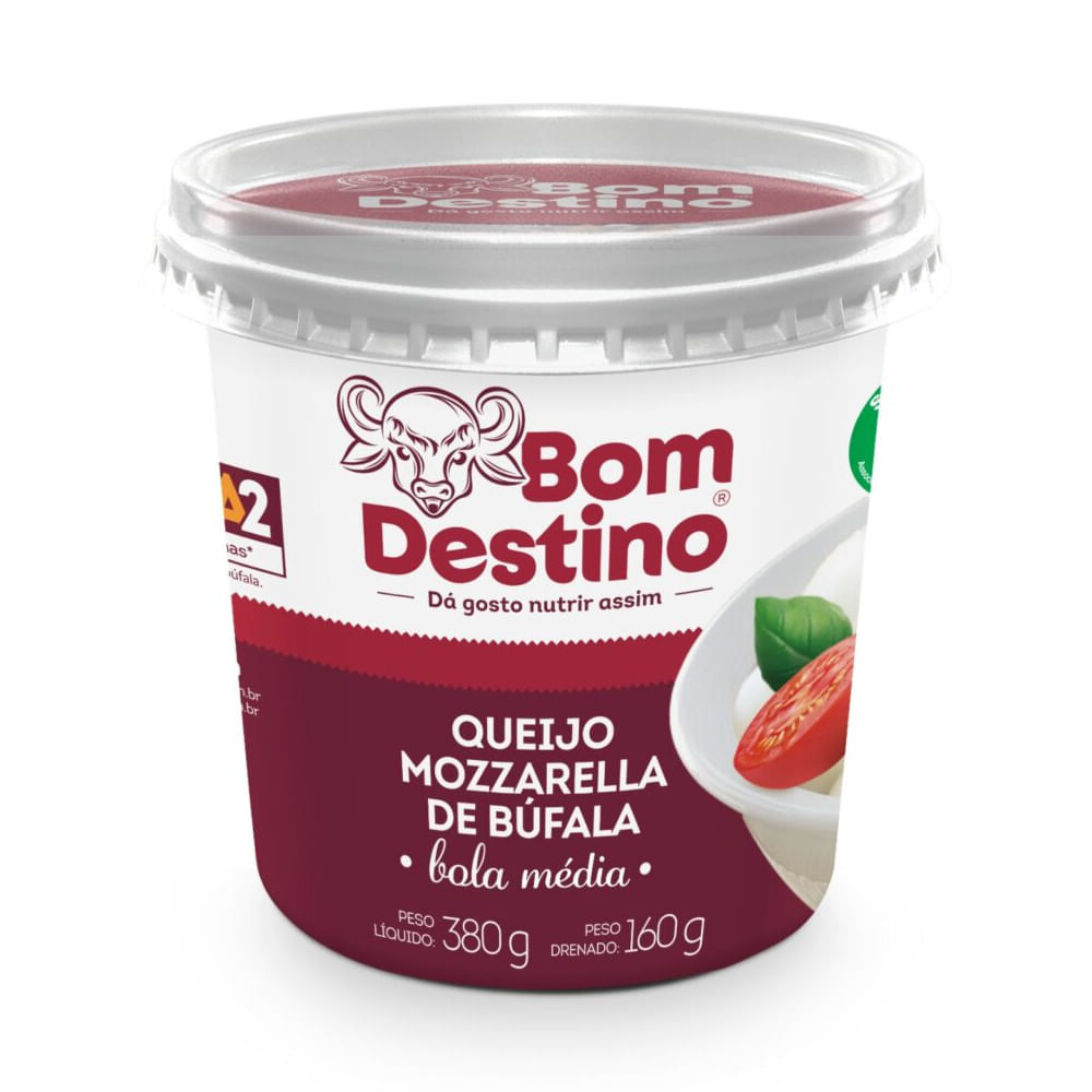Queijo Mussarela de Búfala BOM DESTINO Bolotinha Cereja Pote 380g