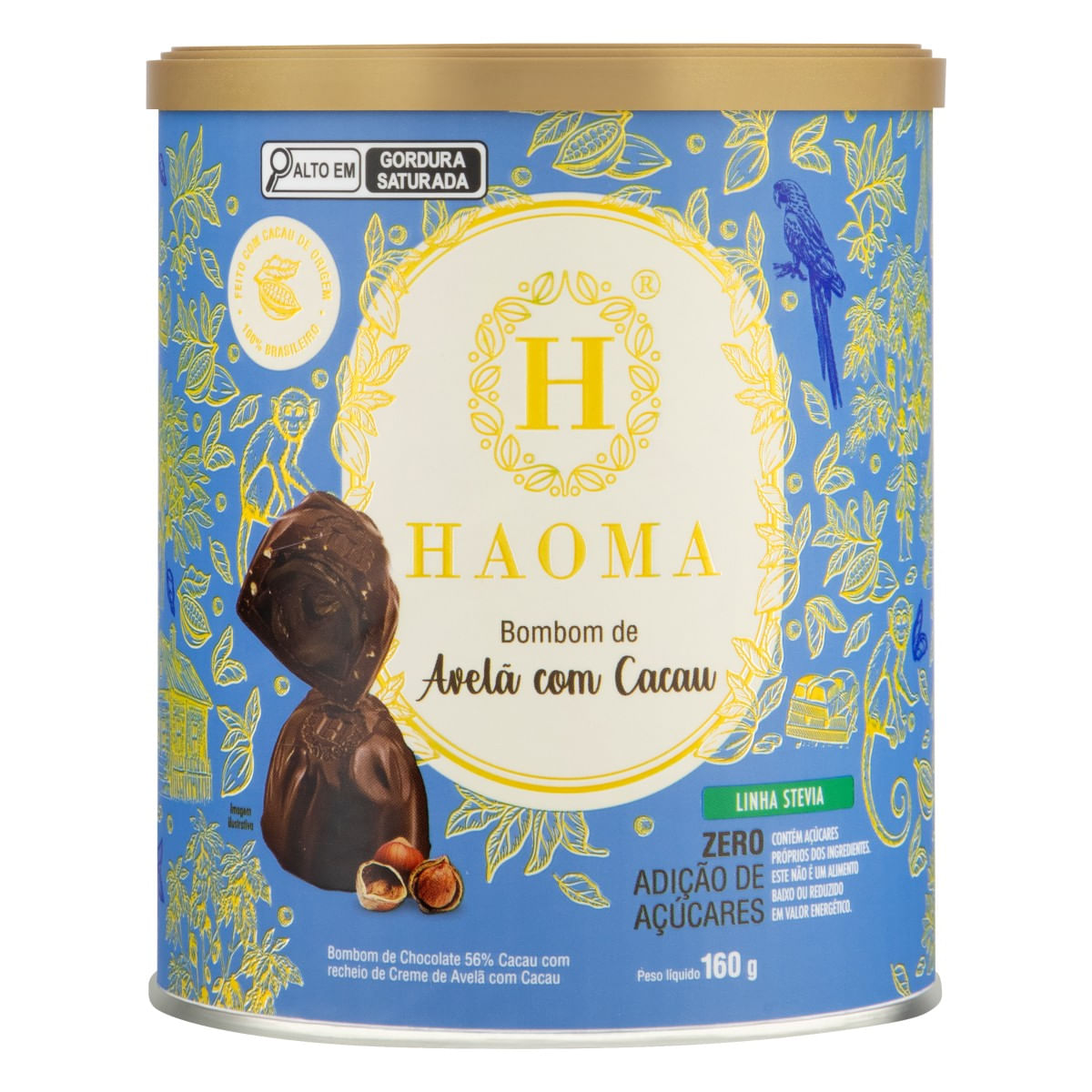 Bombom de Avelã com Cacau Sem Adição de Açúcar Haoma 160g