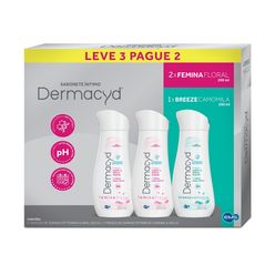 Sabonete Líquido Íntimo DERMACYD Feminina Floral + Breeze Camomila 200ml cada Leve 3 Pague 2