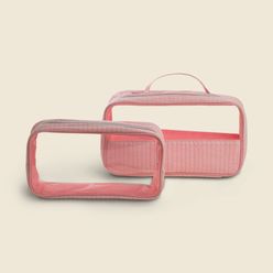 Kit Nécessaire Zoe Algodão Rosa com 2 Unidades - A\CASA