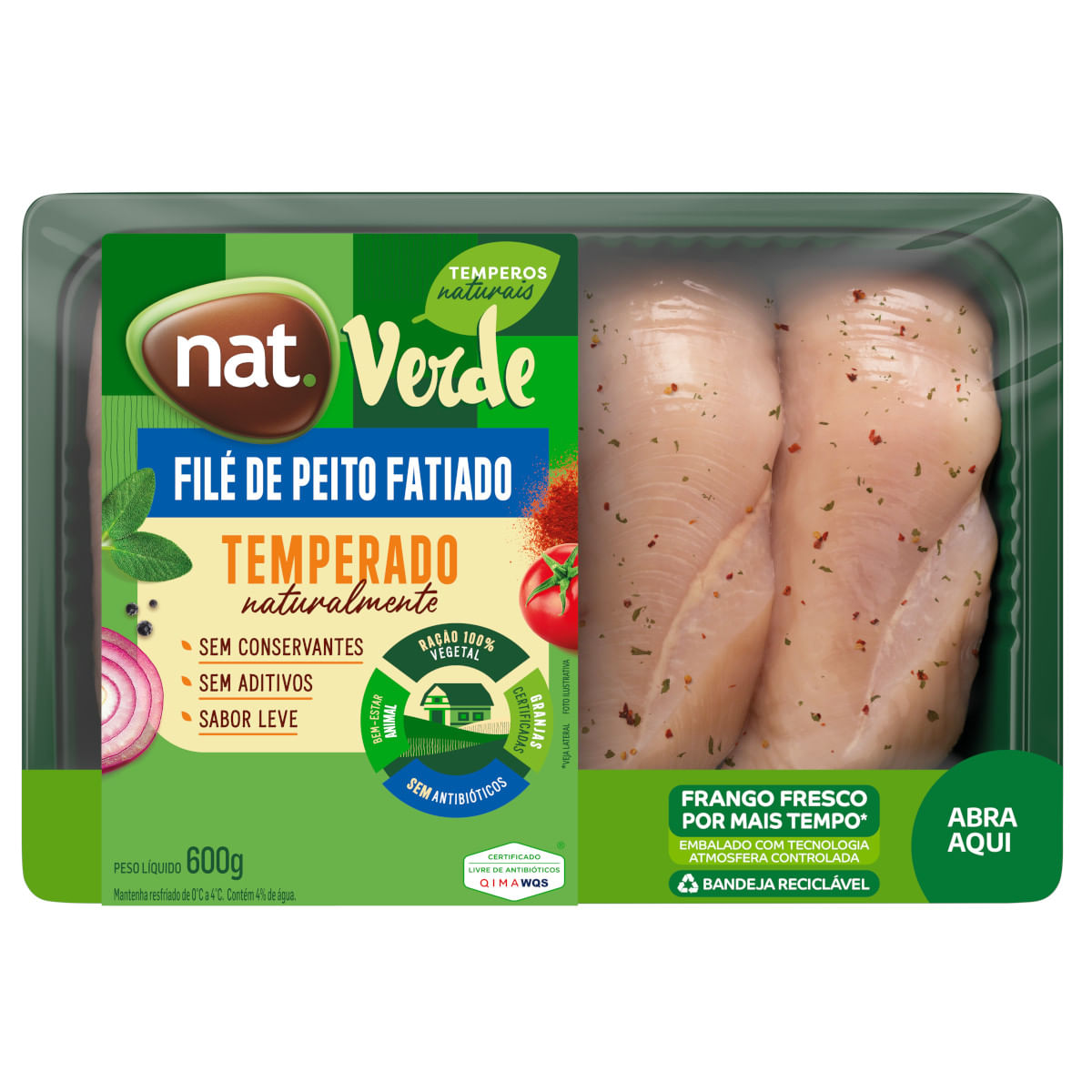 File de Peito Frango NAT VERDE Temperado 600g