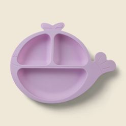 Prato Silicone Baleia Lilás com Divisória - A\BABY