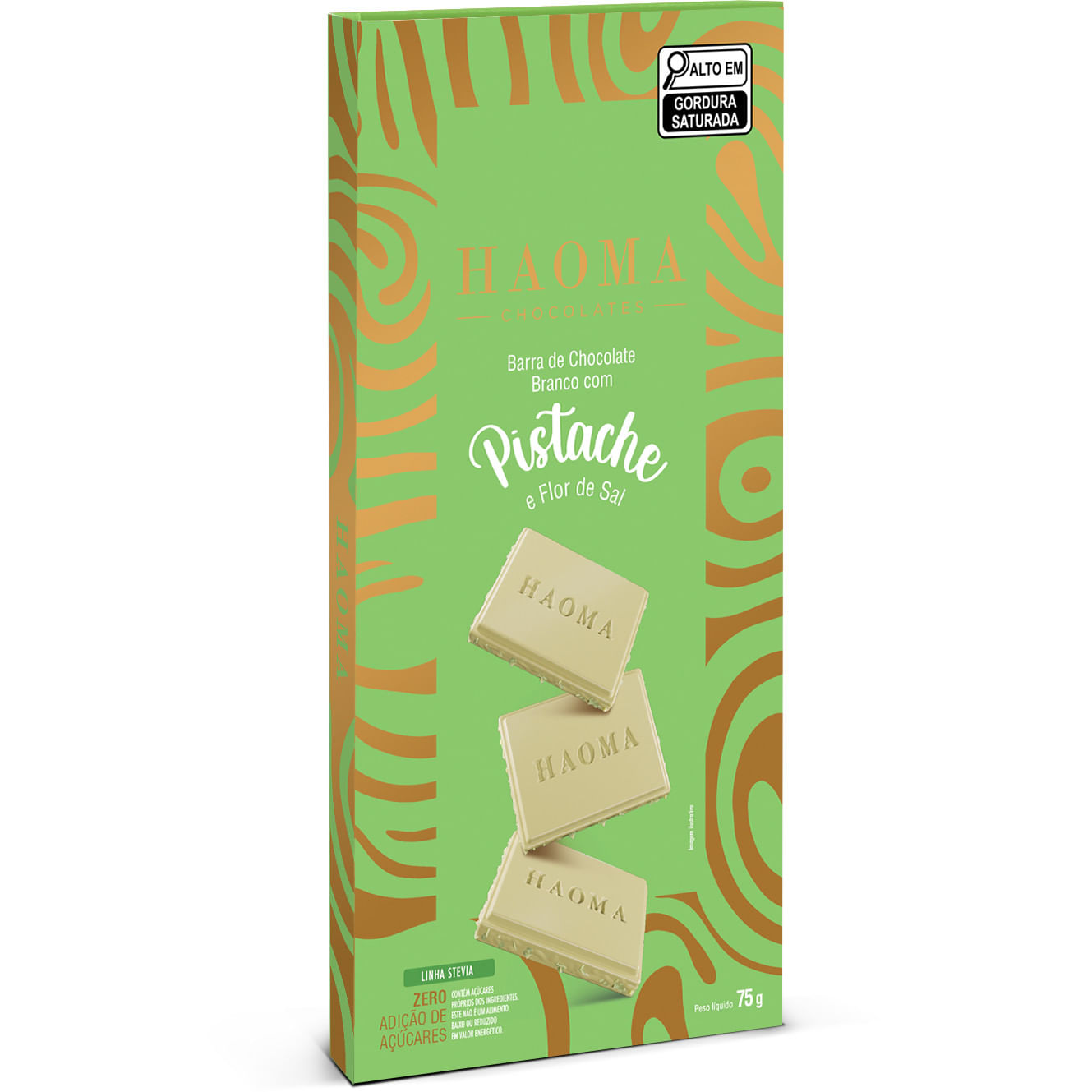 Chocolate HAOMA Branco Pistache e Flor de Sal Sem Adição de Açúcares 75g