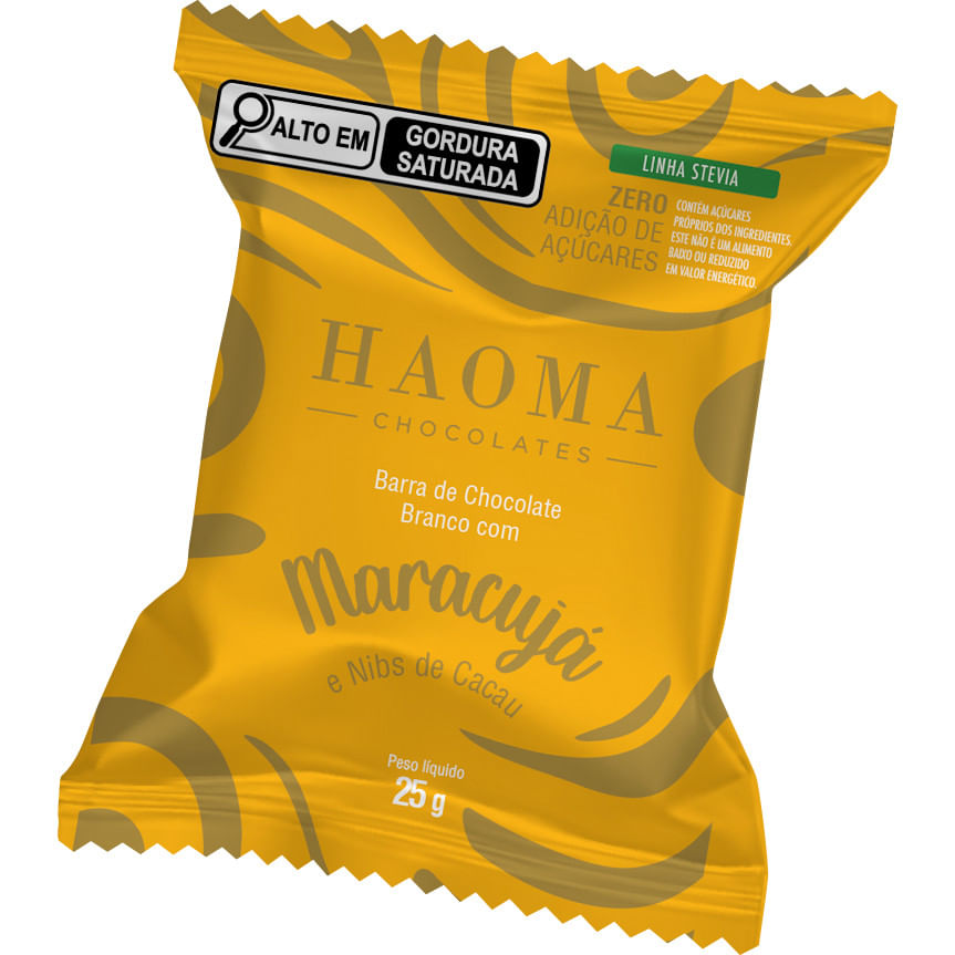 Chocolate HAOMA Branco Maracujá Sem Adição de Açúcares 25g