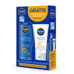 Kit Protetor Solar NIVEA Protect & Hidrata FPS70 200ml Grátis Protetor Facial FPS70 40ml
