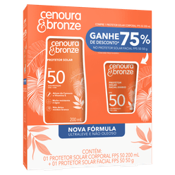 Protetor Solar CENOURA & BRONZE Fps50 200ml Ganhe 75% de Desconto Protetor Facial 50g