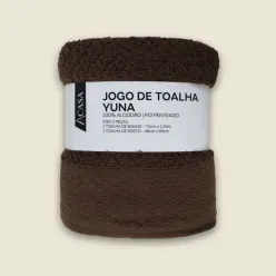 Jogo de Toalha Yuna com 2 Peças Algodão Marrom - A\CASA