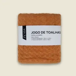 Jogo de Toalha Midelt com 2 Peças Algodão Laranja - A\CASA