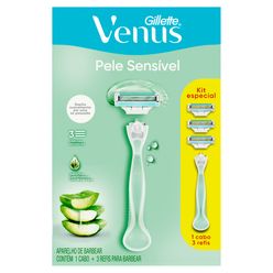 Aparelho Depilatório GILETTE VENUS Pele Sensível + 3 Carga Kit Especial