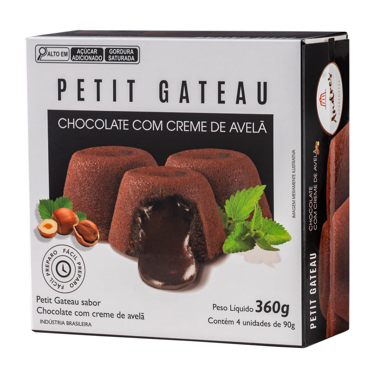 Petit Gateau ANDRES Chocolate com Creme de Avelã 360g