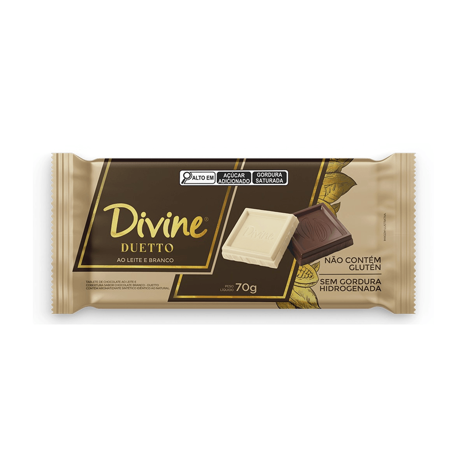 Chocolate DIVINE Duetto ao Leite e Branco sem Glúten 70g