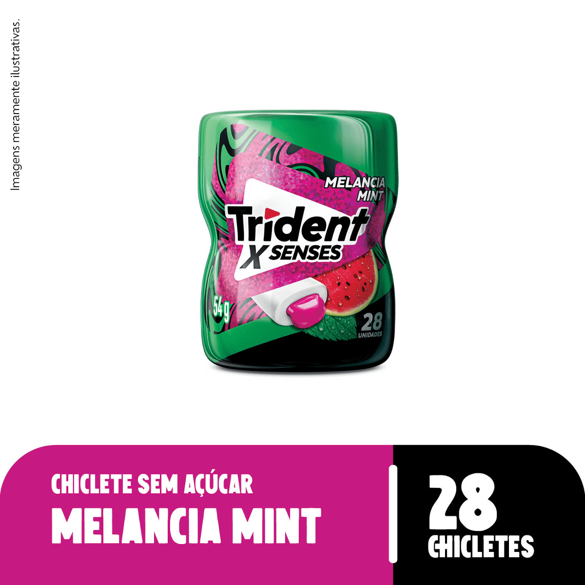 Chiclete TRIDENT XSenses Melancia Mint Sem Açúcar Garrafa 54g